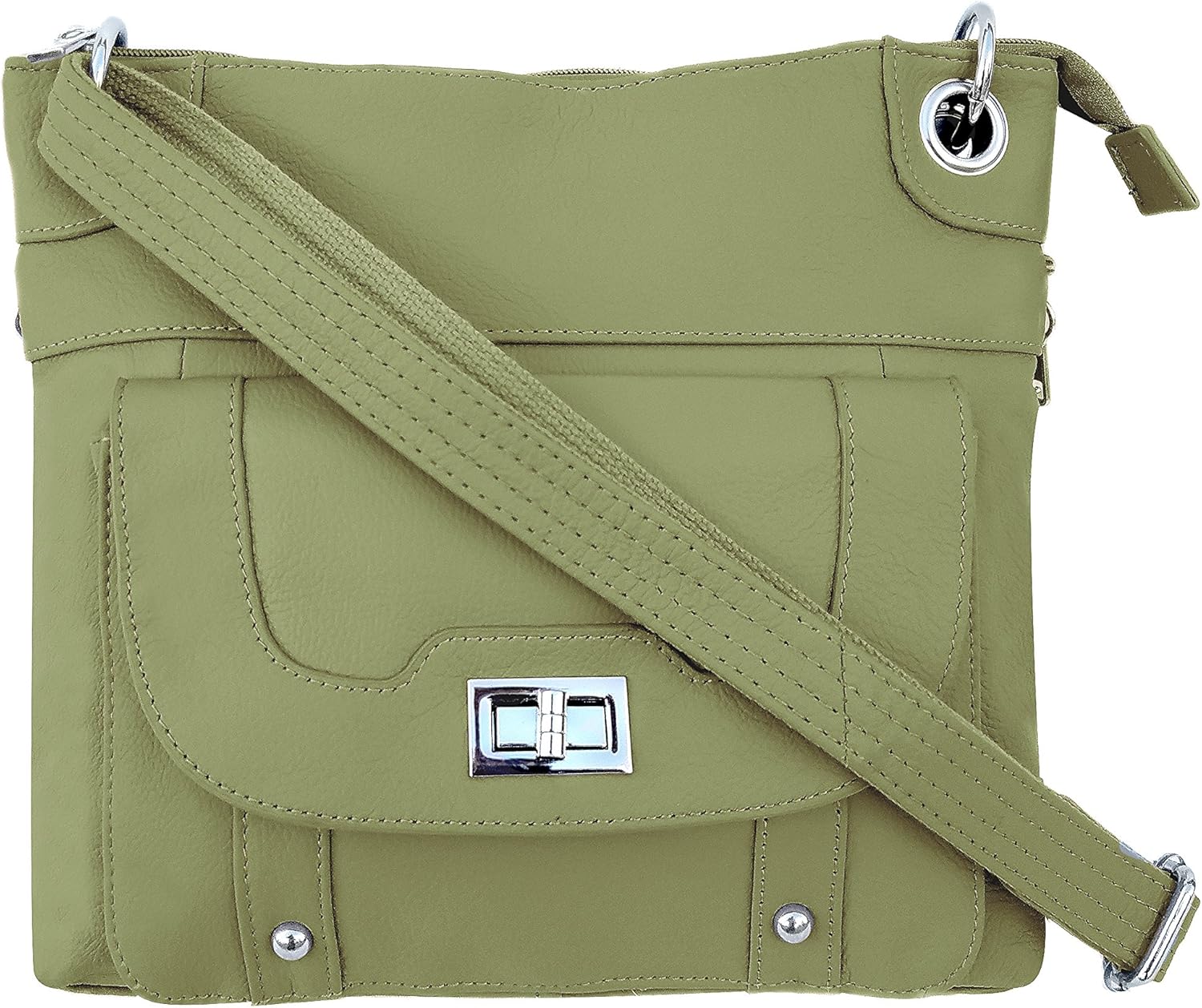 ROMA LEATHERS Ladies' Gun Concealment Crossbody Bag Olive (7028-OLV)