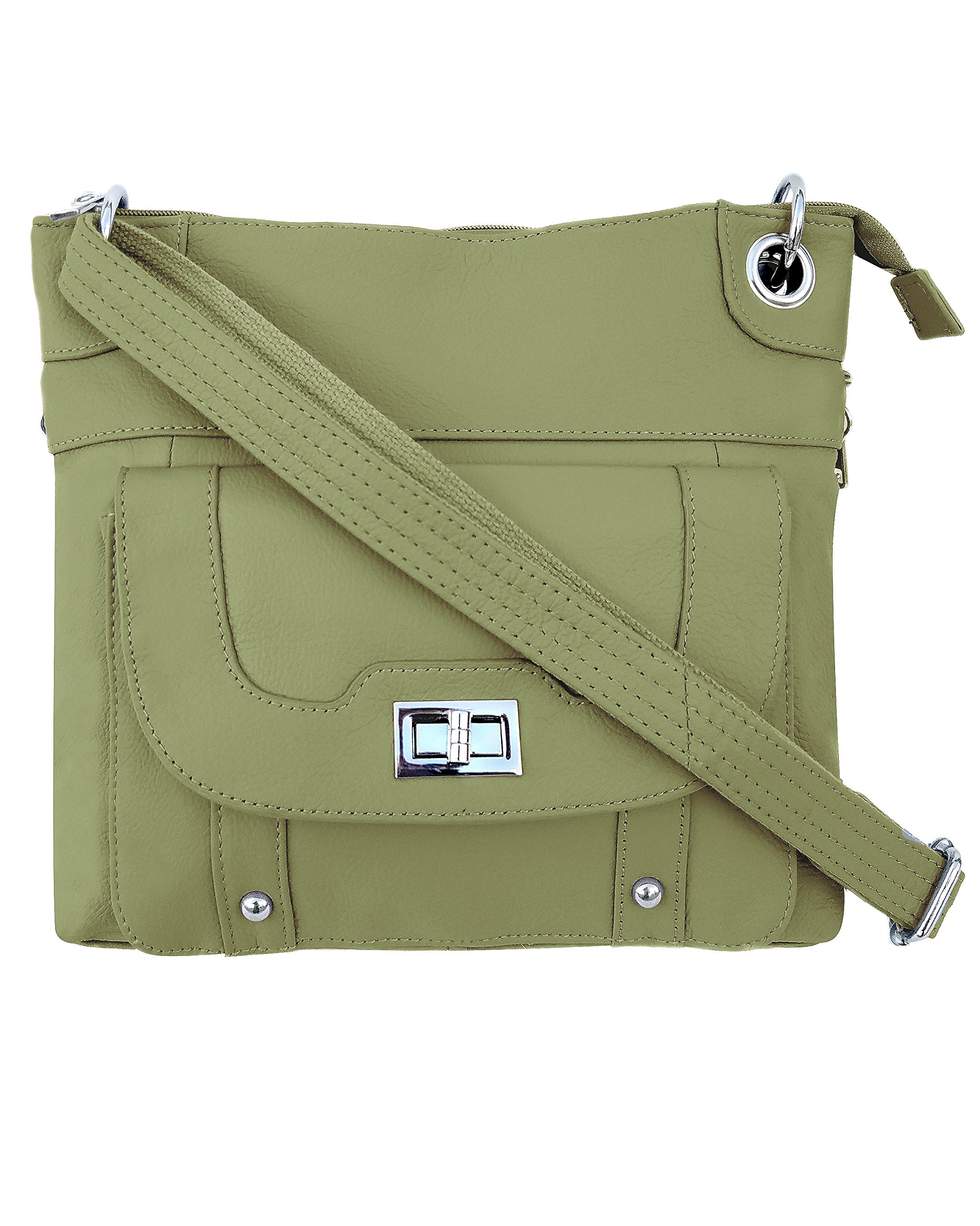 Roma Leathers Inc Women's Crossbody Bag, Olive Green, One Size