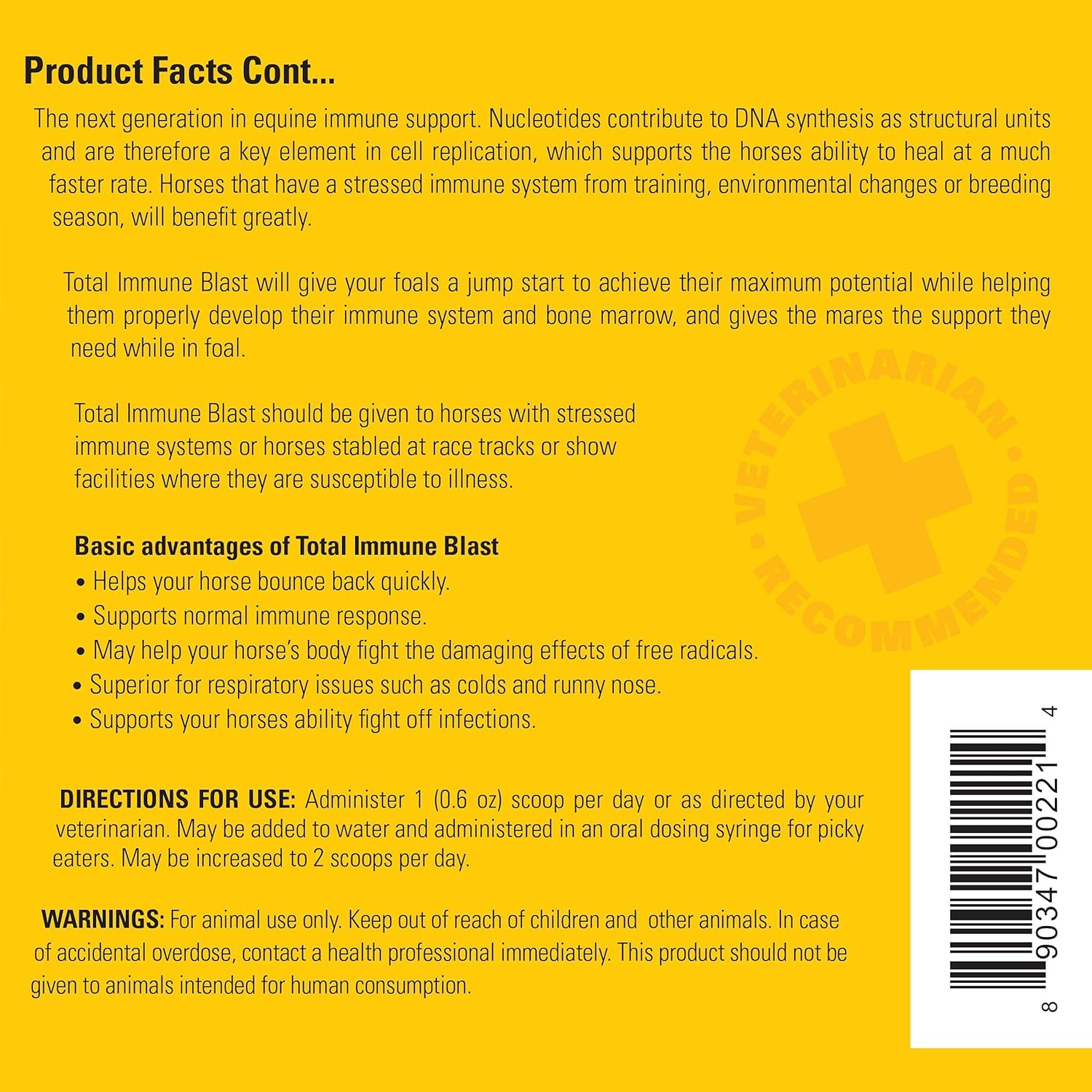 Ramard Total Immune Blast - Equine Immune Support, Horse Vitamin and Supplement Powder w/Zinc, Selenium, Omega 3, Omega 6 and Vitamin A, Vitamin Supplements w/Nucleotides, 2.24 lbs. 60 Days Supply : Pet Supplies
