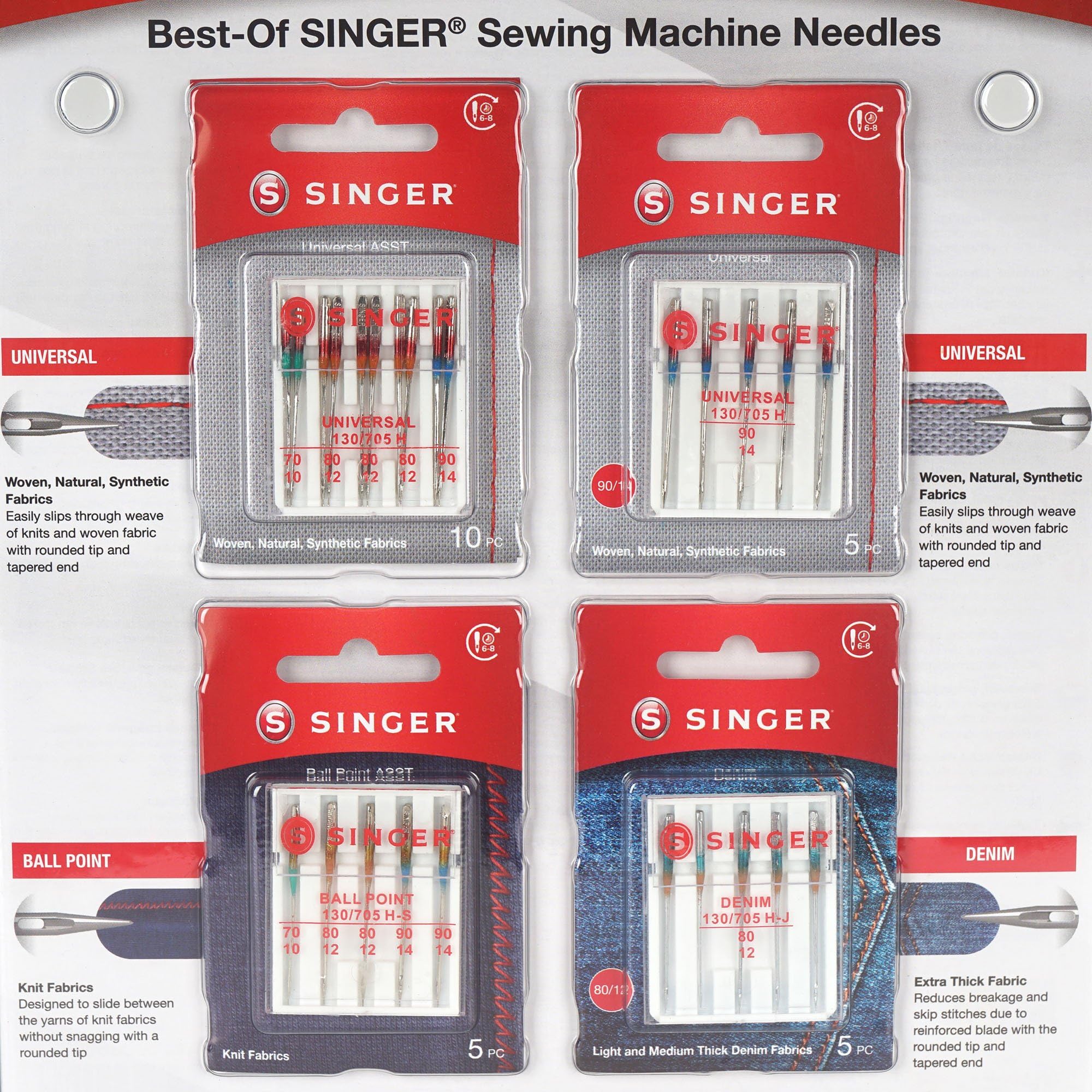 Singer Best-Of - Set di aghi per macchina da cucire (4 blister/25 aghi)