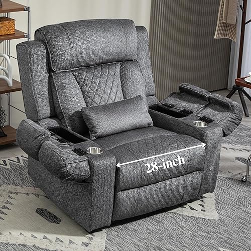 Big Man Power Recliners 400 lbs for Elderly Adults, Power Lift Chairs with Heat Massage, Lay Flat Recliners with Arm Storage Cup Holders, USB Type C Charging