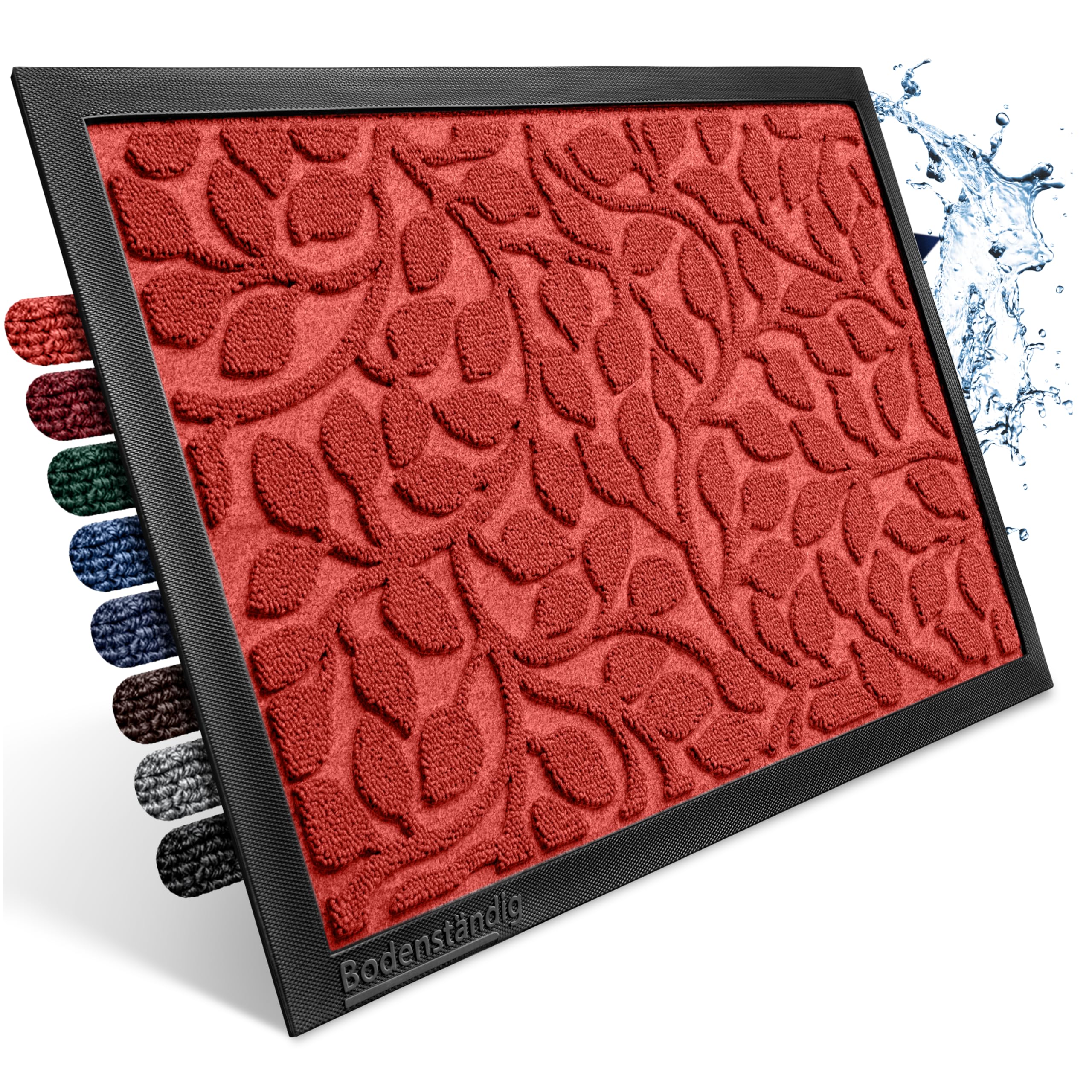 Bodenständig® Fußmatte außen und innen [robust] - Saubere Schuhe Dank geriffelter Oberseite - Perfekte Größe 80x120cm Rot - Fussmatte aussen Türmatte Haustür fussabstreifer innen Bereich