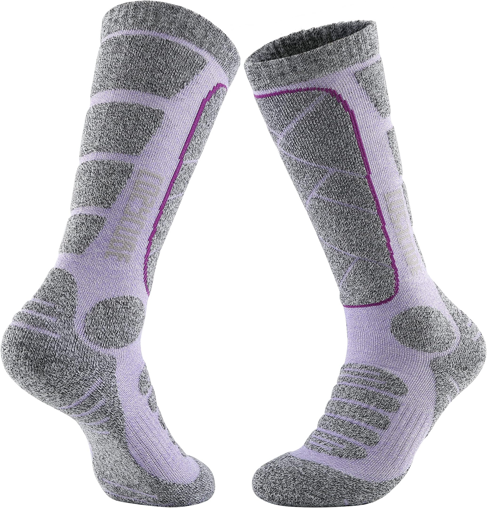 Ski Socks, Snowboard Socks, Men & Women, 2 Pairs, 1 Pair, Antibacterial, Odor Resistant, For Hiking, Warm, Breathable, Sweat Absorbent, Quick Drying, Less Pilling, No Sweating, Outdoor