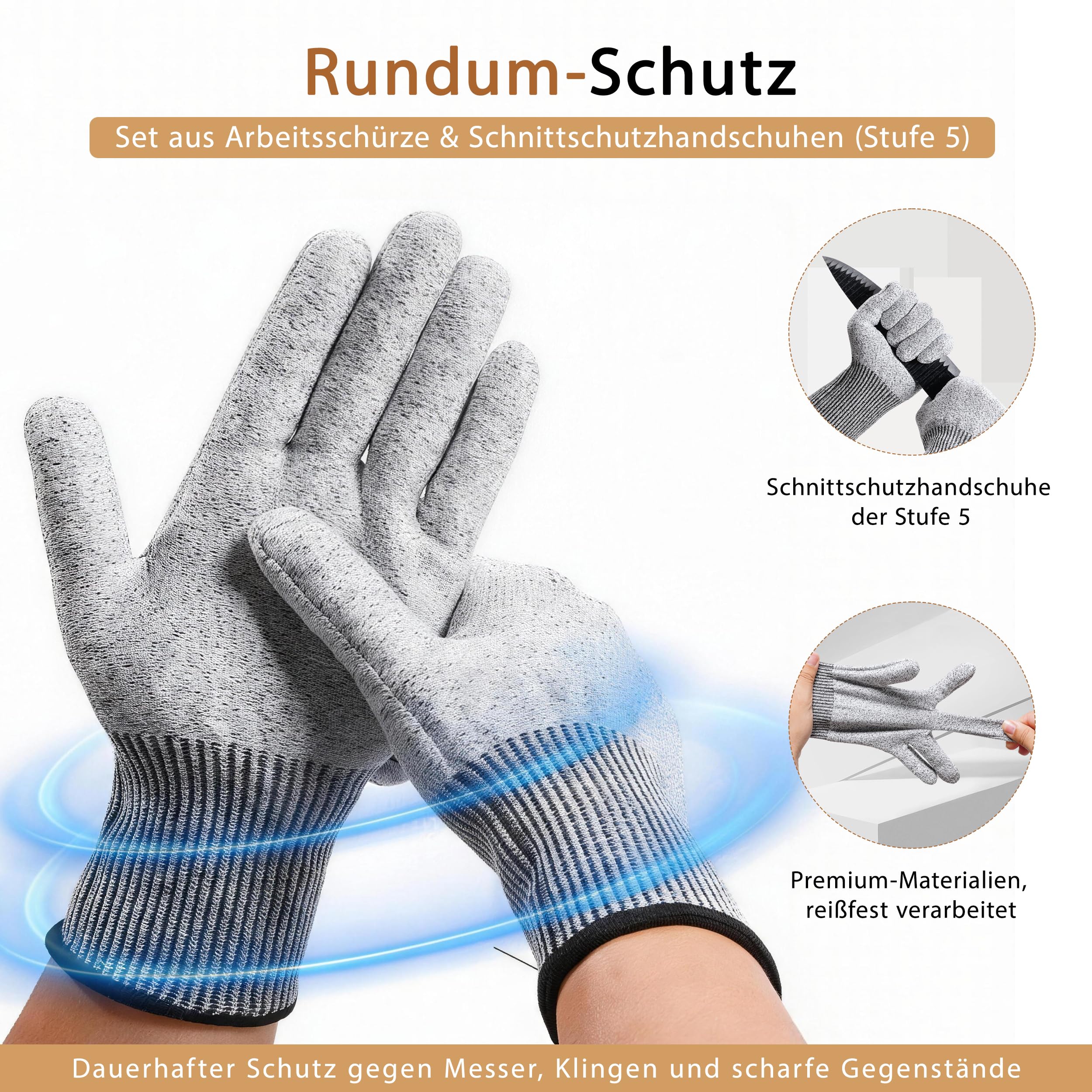 Premium Arbeitsschürze Herren aus 20oz Gewachstem Canvas – Robust & Wasserabweisend – Werkzeugschürze für Holzbearbeitung & Werkstatt mit 9 Taschen, Magnet & Schnittschutzhandschuhe