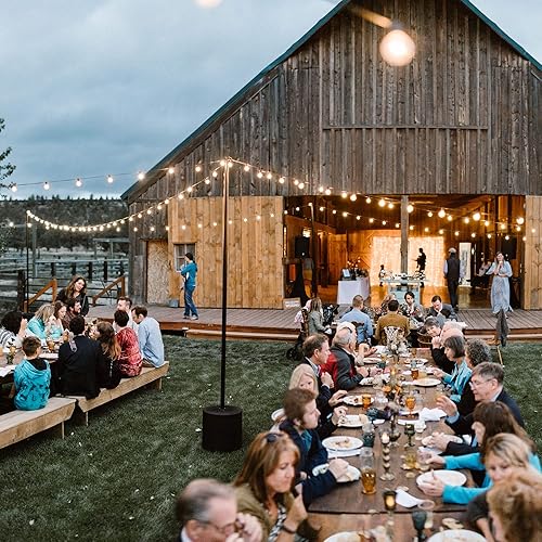 Miniatura 7 de Soporte de poste de luz para exteriores (paquete de 2) - 9.5 pies, negro, resistente con base de tanque independiente para césped, patio, terraza, 2