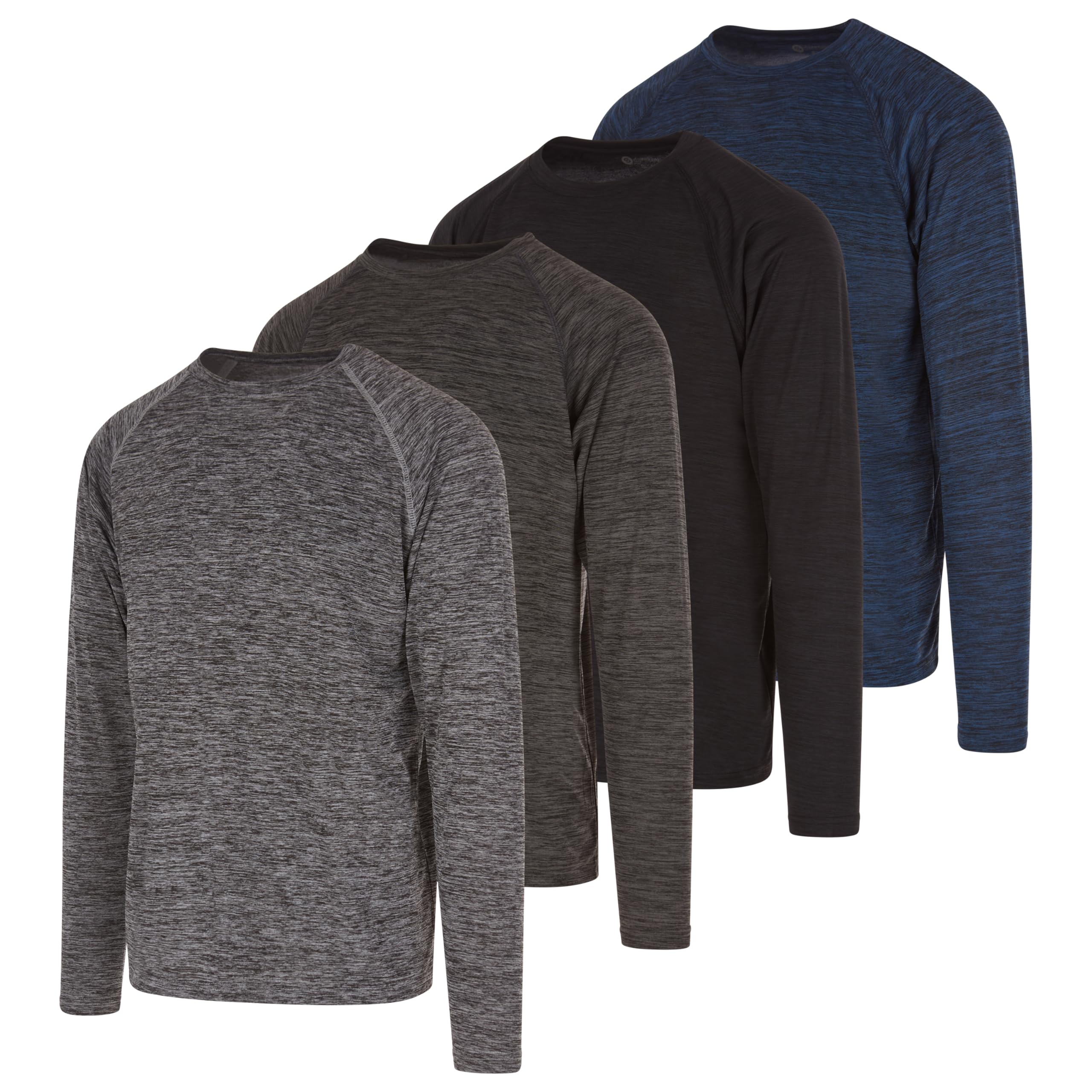 DARESAY 4-Pack: Men’s Long Sleeve Athletic Shirts – Lightweight, Sweat-Wicking, Quick-Dry Workout, Gym, Active Tee
