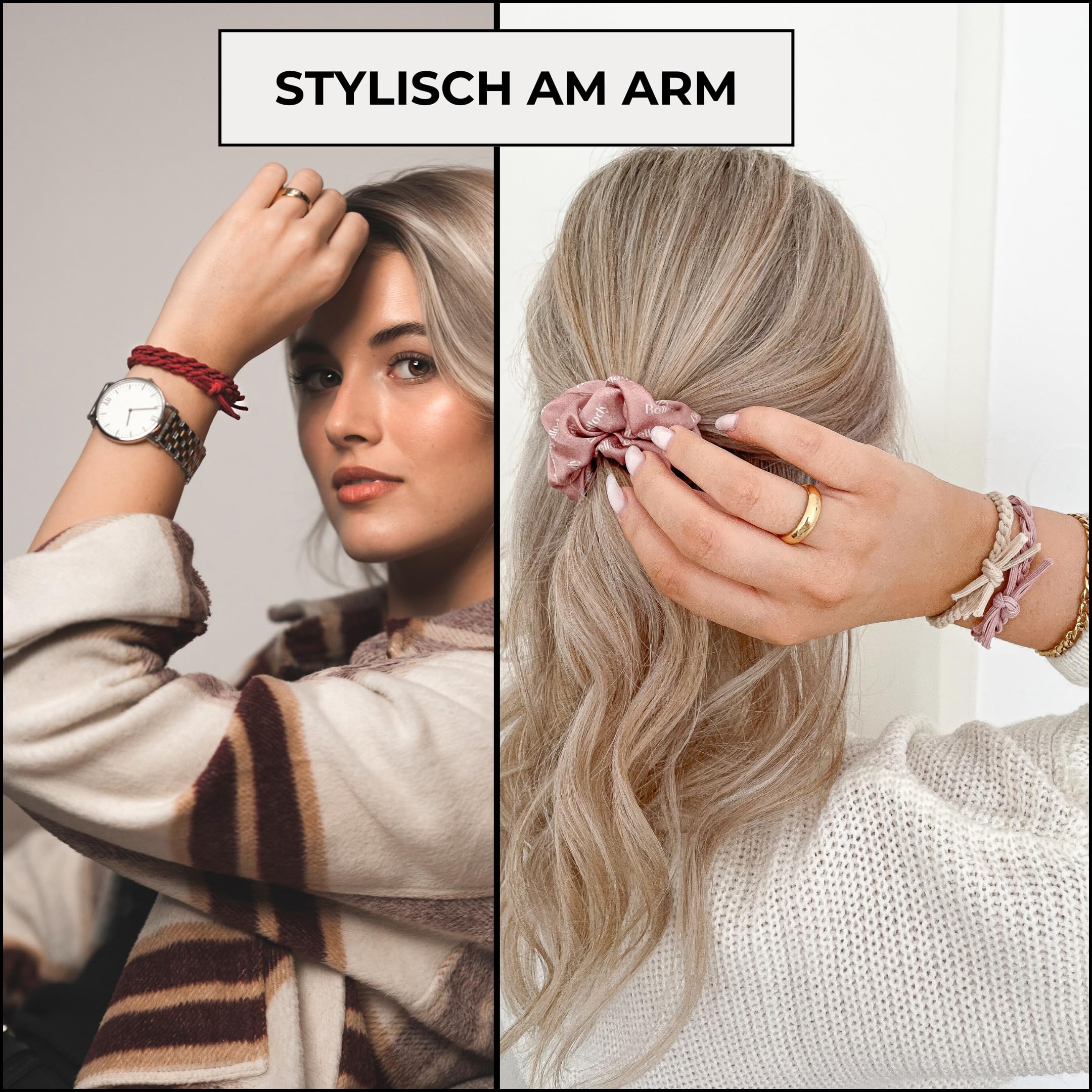 Bellody® Oryginalne gumki do włosów – stylowo pleciona gumka do włosów z mocnym trzymaniem (zestaw 4 szt. – Mocha Brown) – damska ozdoba do włosów w kolorze jasnego brązu
