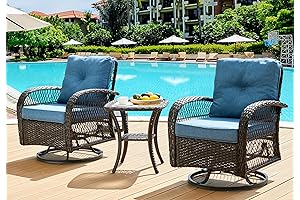 UDPATIO 3 Pieces Patio Furniture Set, Outdoor Patio Swivel Glider Chairs Set...