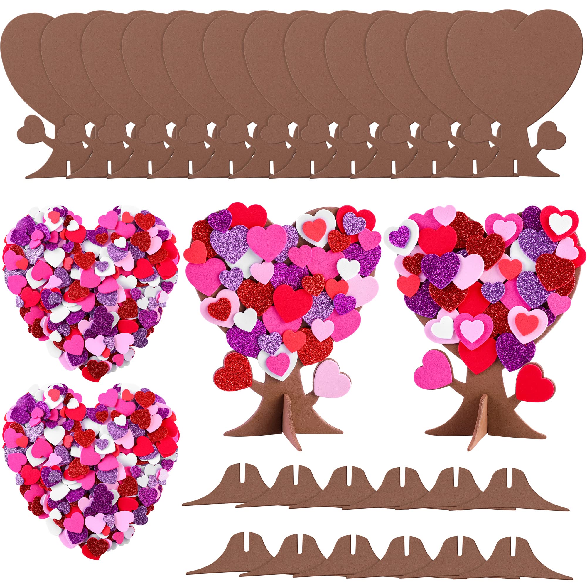 Autocollants en mousse en cœur Fovths (362 pcs) avec arbres pour loisirs créatifs
