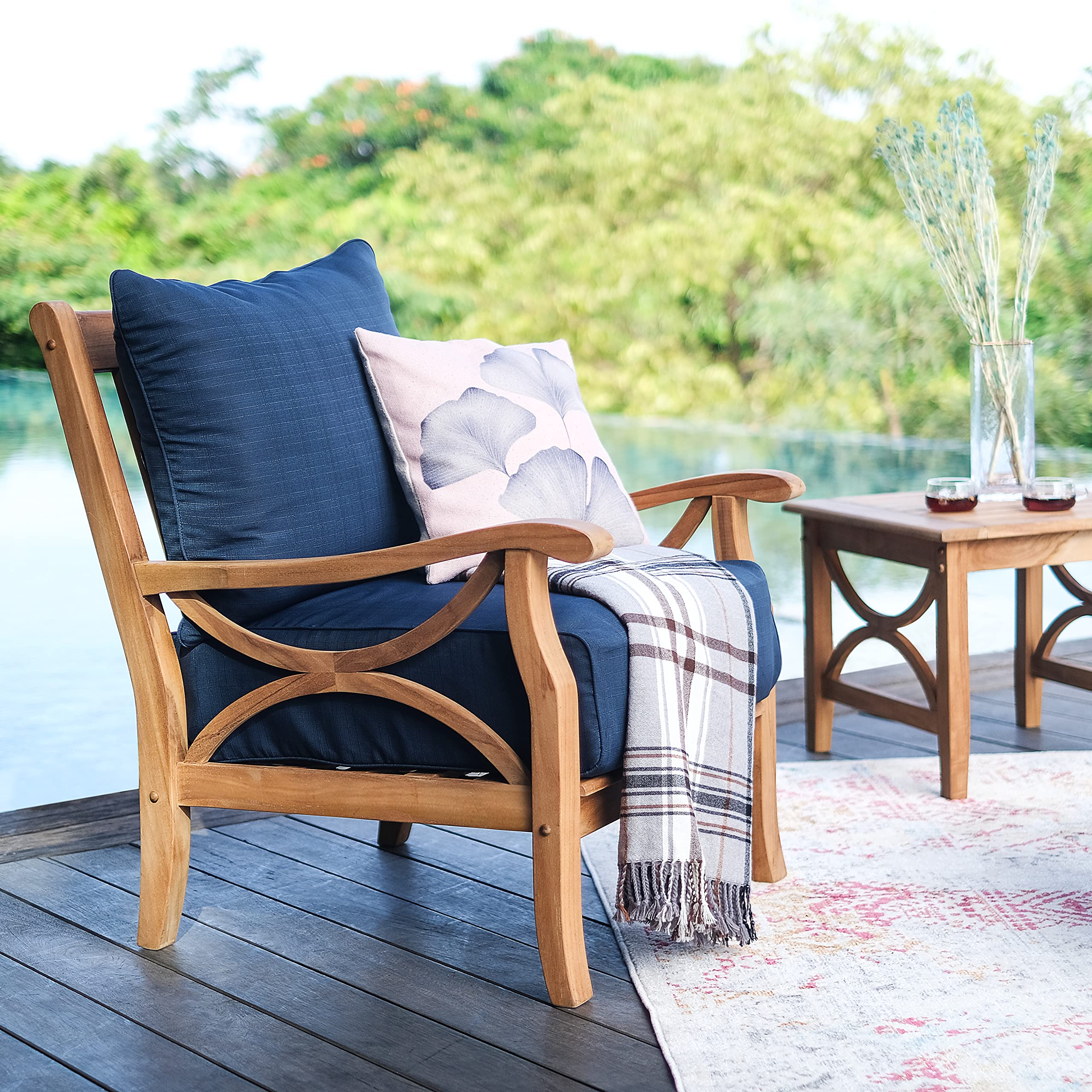 Amazon.com: Cambridge Casual Superior Indonesia Teca Abbington, Silla de  salón, Azul Marino : Patio, Césped y Jardín