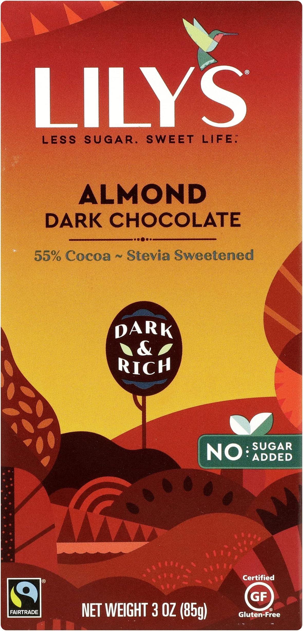 Lily's Sweets Almond Dark Chocolate Bar, 3 oz