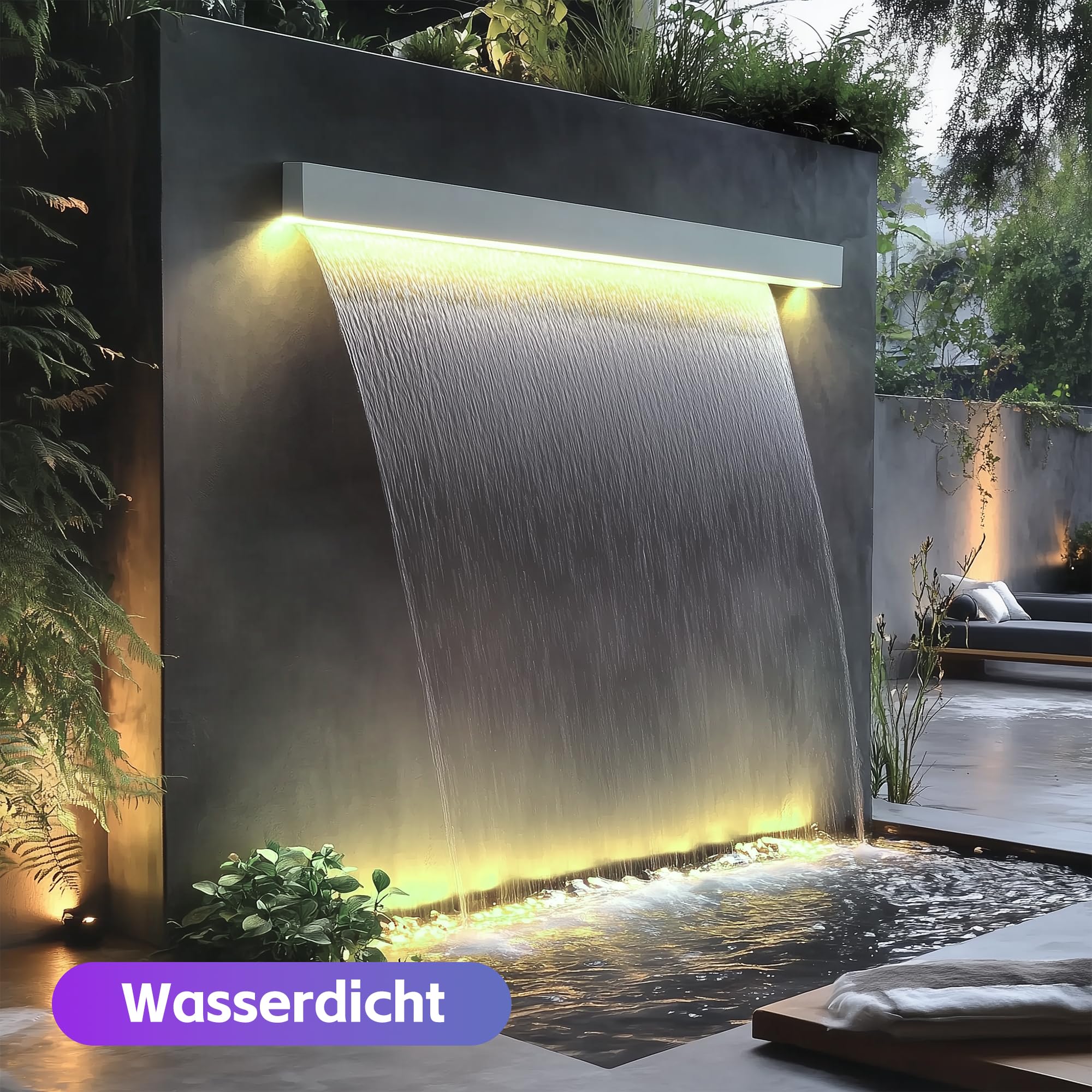 Köhko Tira de iluminación LED multicolor 60 cm impermeable para cascada 60 cm multicolor