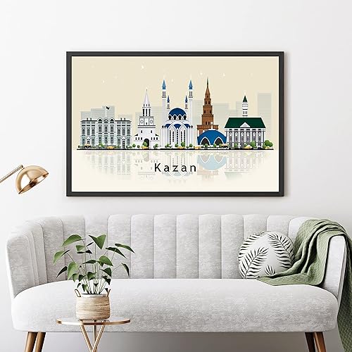 Miniatura 2 de Pera Print Póster de Kazán, póster de la ciudad del horizonte de la ciudad de Kazán, póster moderno de Rusia, impresión de paisaje urbano y punto de