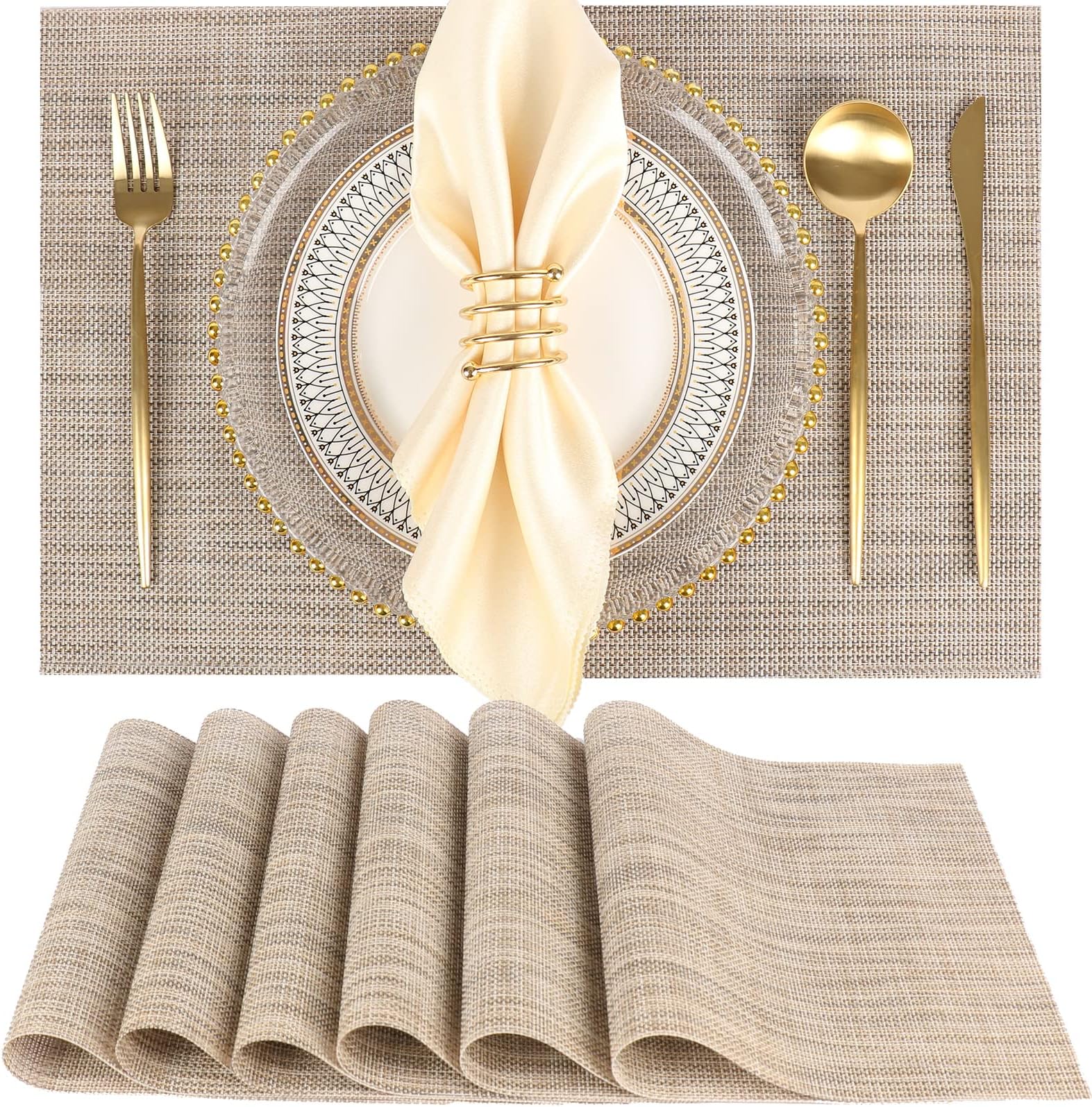 YOSICHY Table Mats Set of 6 Caramel