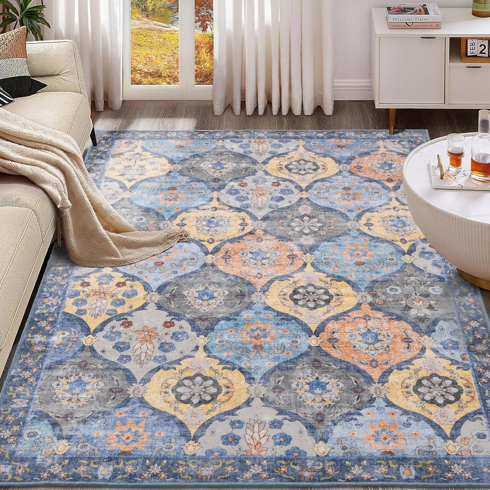 Fondream Washable Rugs Living Room, 120x170cm Grey Non-Slip Rug, Soft Low Pile Area Rugs, Pet Friendly Carpet for Bedroom Kitchen Office Playroom — image 1