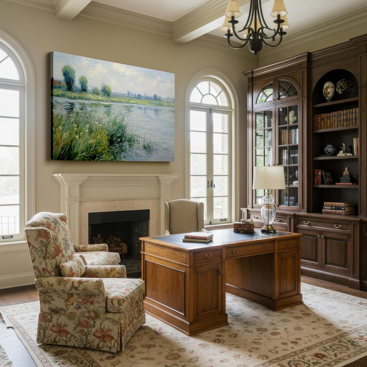 Canvas for Living Room. River of Serenity: Capturing Nature's Tranquil Essence on Canvas, 27 x 18 inch Canvas Wall Art - Contemporary Masterpieces - Modern Home Decor