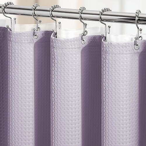 Miniatura 56 de Dynamene Cortina de ducha larga de tela – 78 pulgadas de tejido gofre, cortinas de ducha de tela resistente para baño, juego de cortina de baño