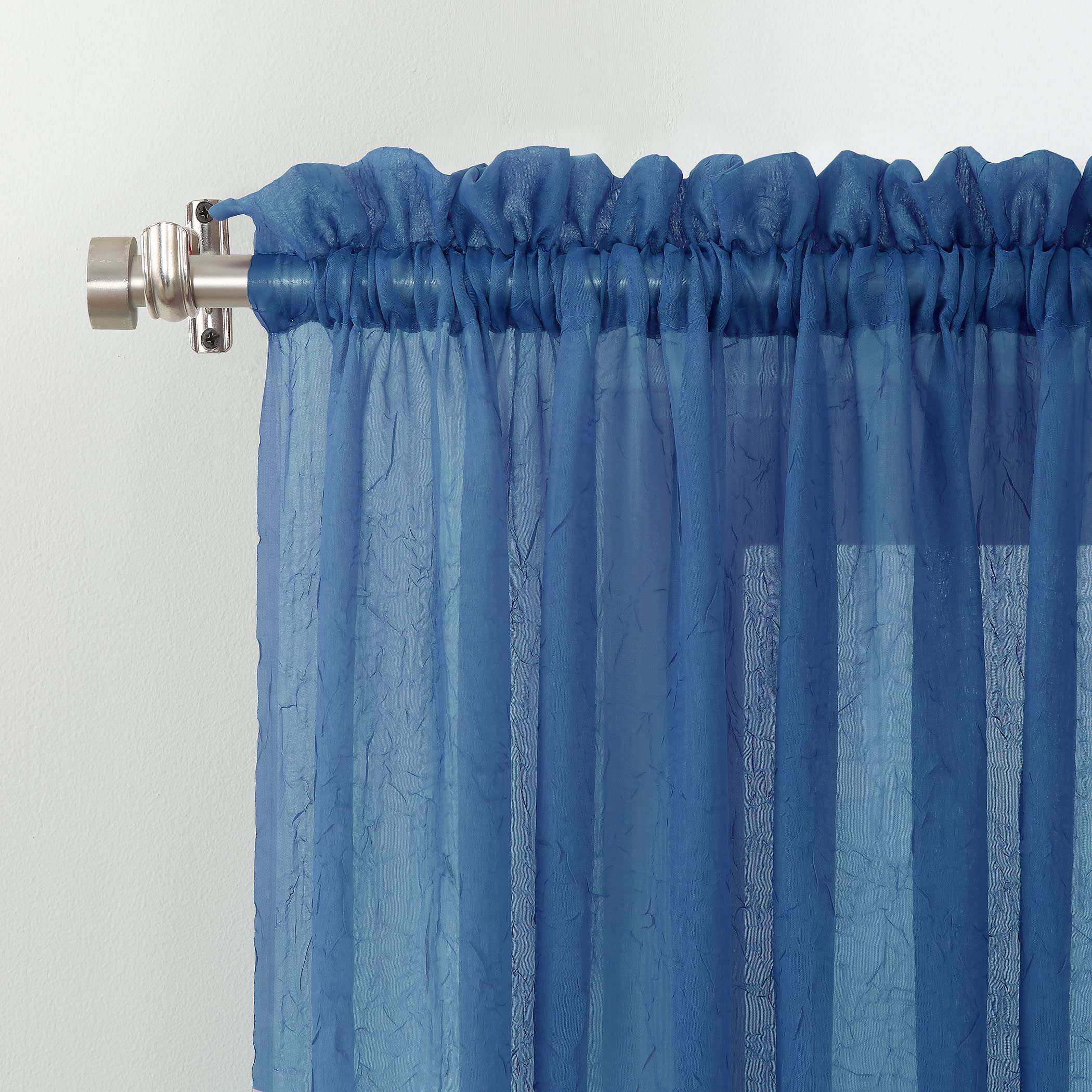No. 918 Crushed Textured Sheer Voile, Blue, 51" x 84", Bule, W 51" x L 84" (1 Panels) - Image 2