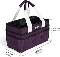 Vista 2 de JJRING Bolsa Organizadora de Transporte para Manualidades, Organizador de Almacenamiento de Arte con Múltiples Bolsillos, Bolsa de Costura Morado