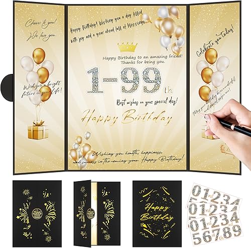 Miniatura 9 de Verde Decoraciones de Fiesta de Cumpleaños Feliz 1º-99º 45,72x30,48 cm Libro de Invitados de Cumpleaños para Hombres Mujeres Adecuado para Todas las