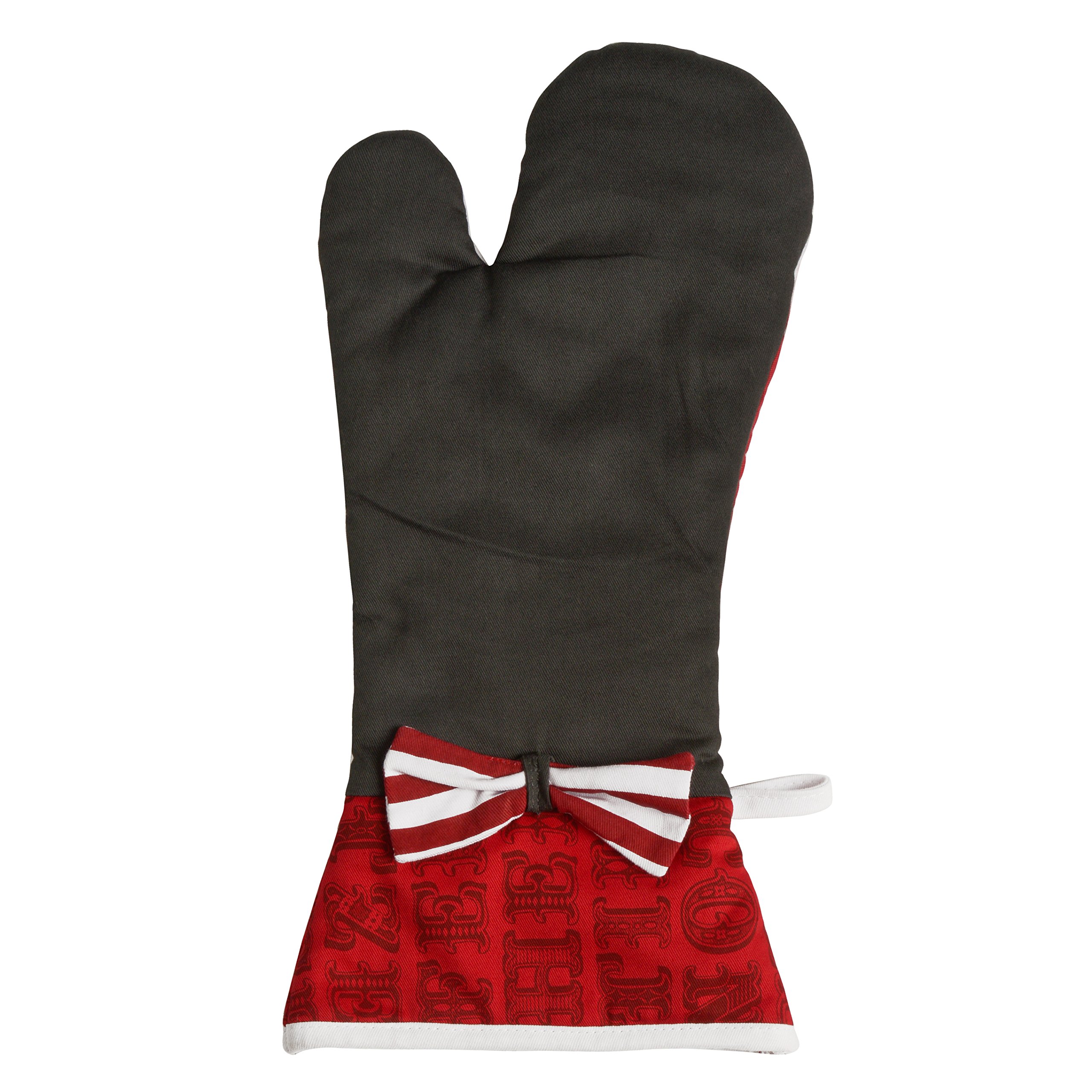 Premier Housewares Carnival Single Oven Glove – Heat Resistant Cotton Kitchen Mitt, Black and Red