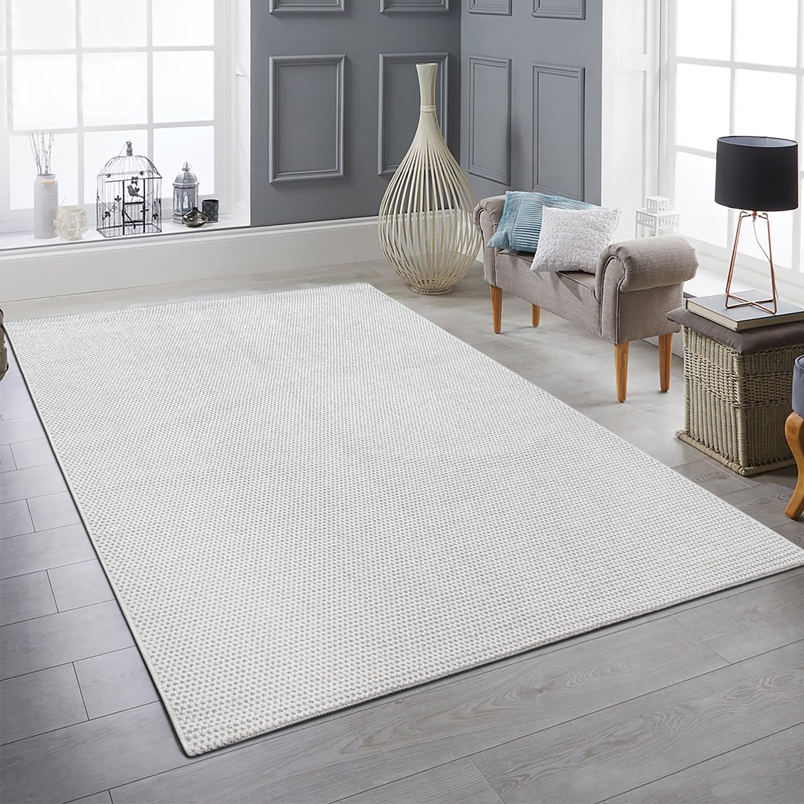 Teppich-Traum Kurzflor Teppich Uni Creme Weich Pflegeleicht 200x280 cm