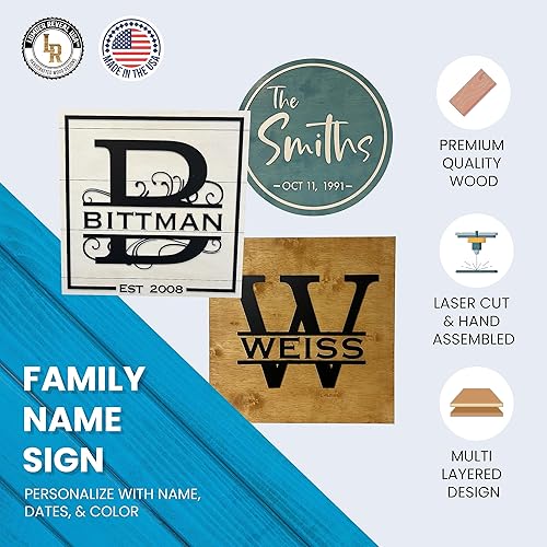 Miniatura 2 de Lumber Reveal USA Letreros personalizados con nombre de familia para decoración del hogar, letrero de madera cortado con láser con diseño de varias