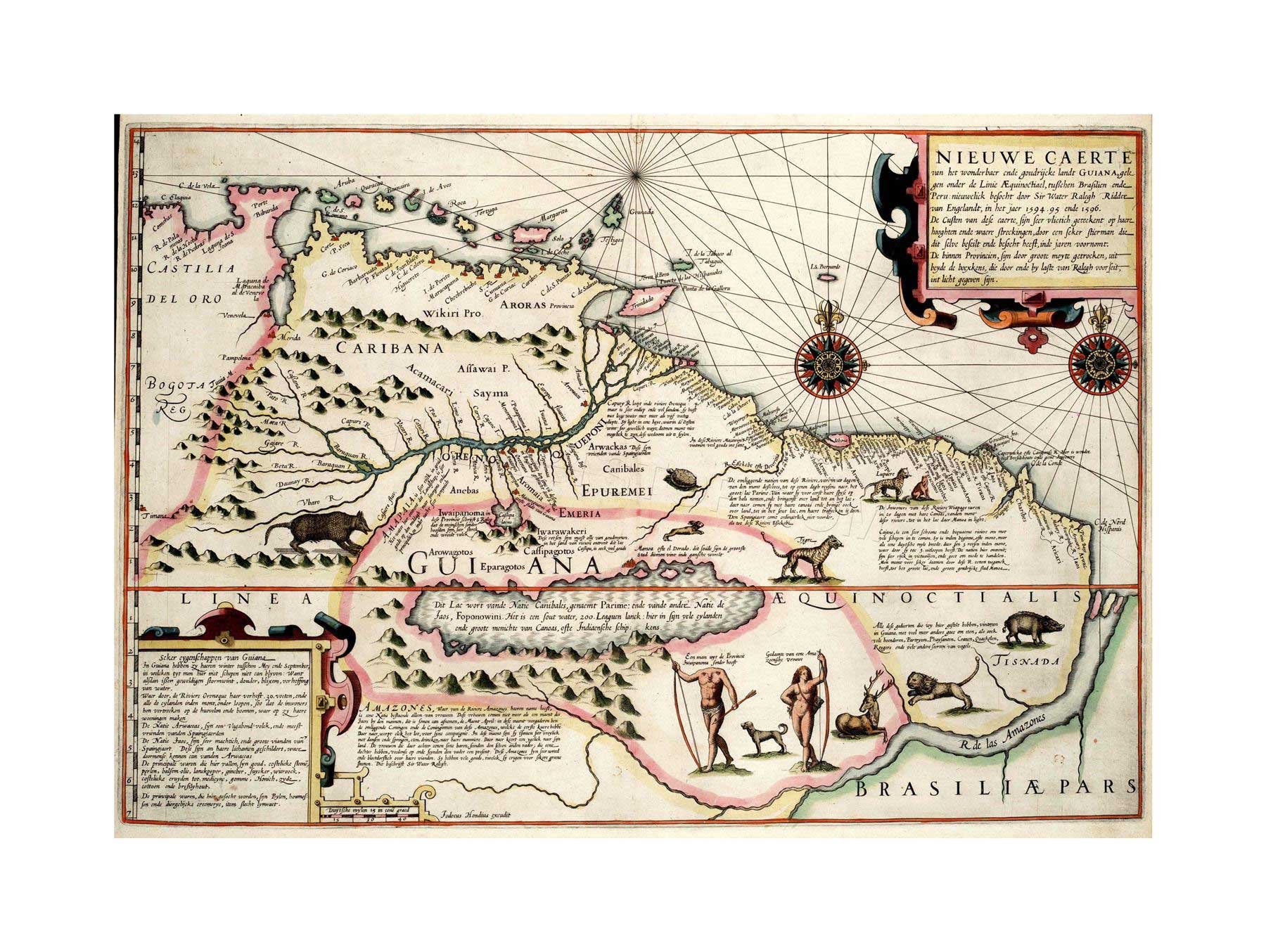 Wee Blue Coo Map Antique Guyana Caribbean South America Wall Art Print