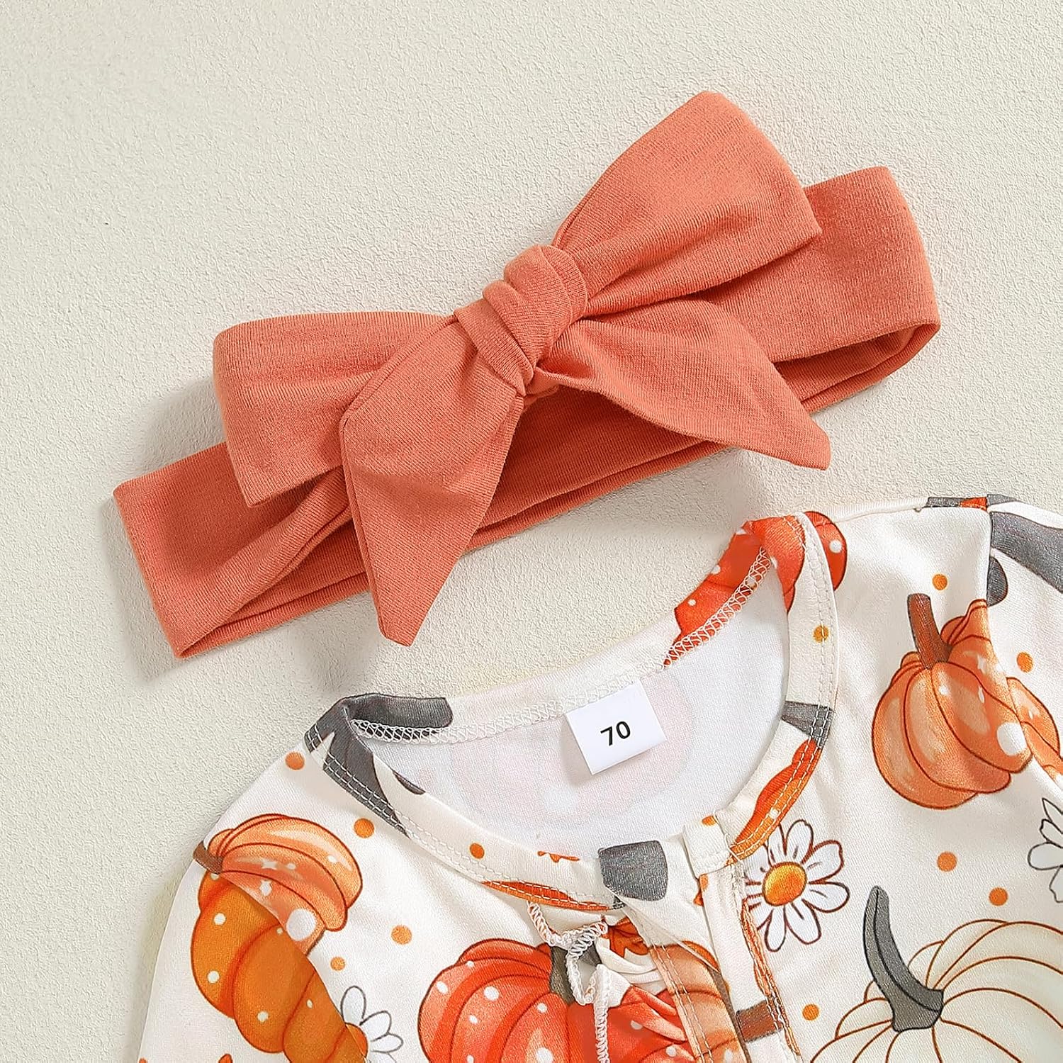 BemeyourBBs Newborn Baby Girl Clothes Ruffle Baby Sleeper Zipper Footie Romper Playsuit with Headband Outfit