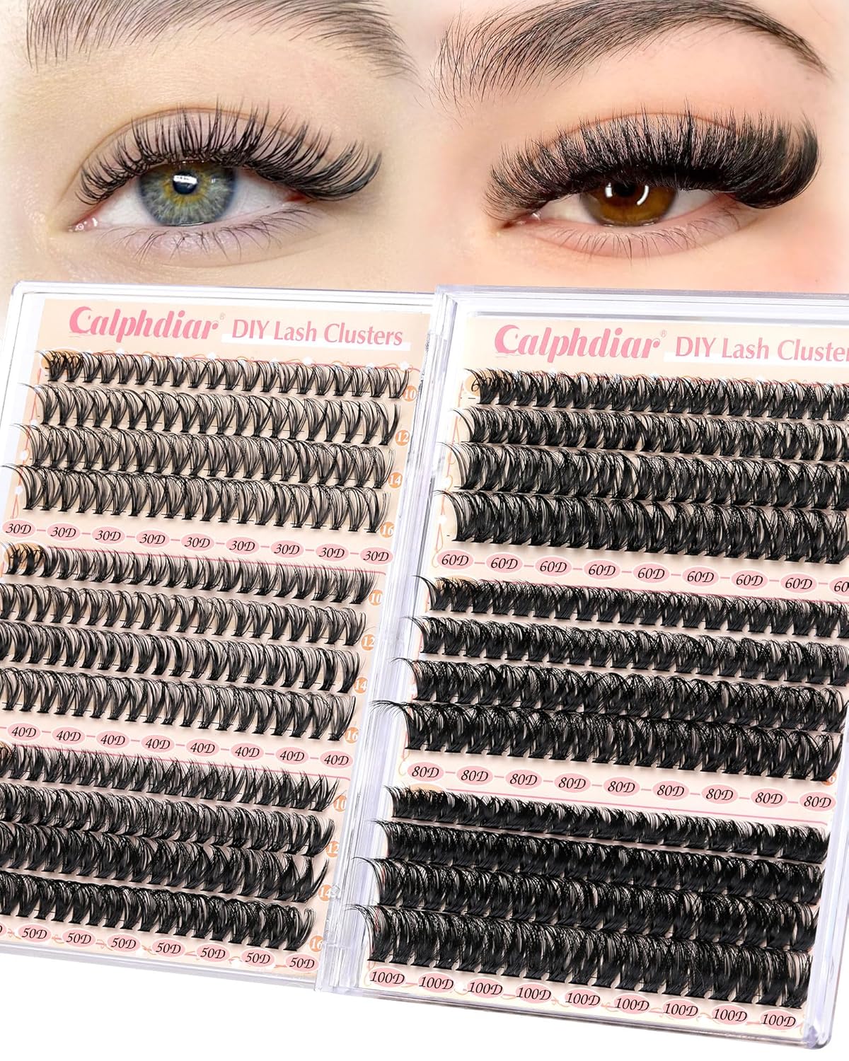 Calphdiar Wispy Lash Clusters 476PCS: 30D-100D D-Curl Individual Lashes 10-16mm DIY Extensions for Custom Salon Looks at Home