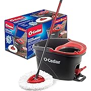 O-Cedar EasyWring Microfiber Spin Mop, Bucket Floor Cleaning System, Red, Gray