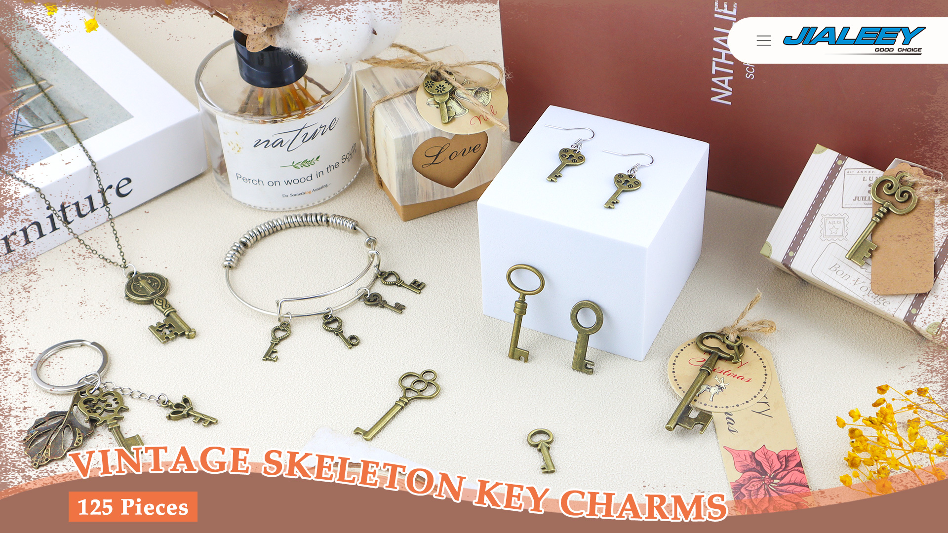 Amazon.com: 125 PCS Vintage Skeleton Key Set Charms, JIALEEY Mixed