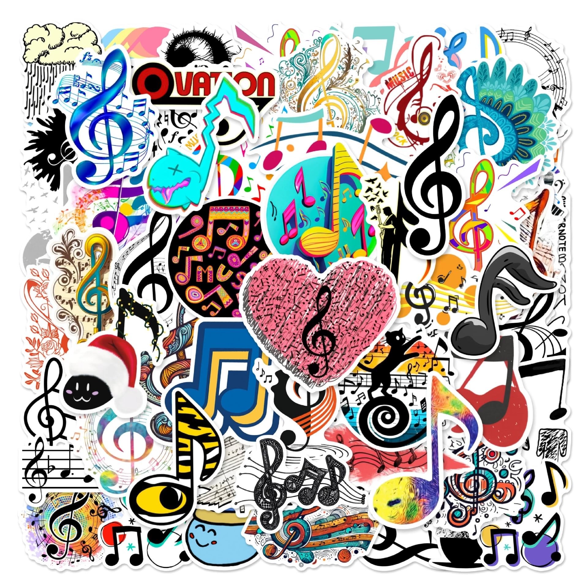Music Motivational Stickers 50Pcs Music Stickers for Water Bottles Vinyl Waterproof Stickers for Water Bottles Laptops Scrapbook Guitar,Love Music Stickers Bulk for Kids Adults Teens,Party Supply - Image 3