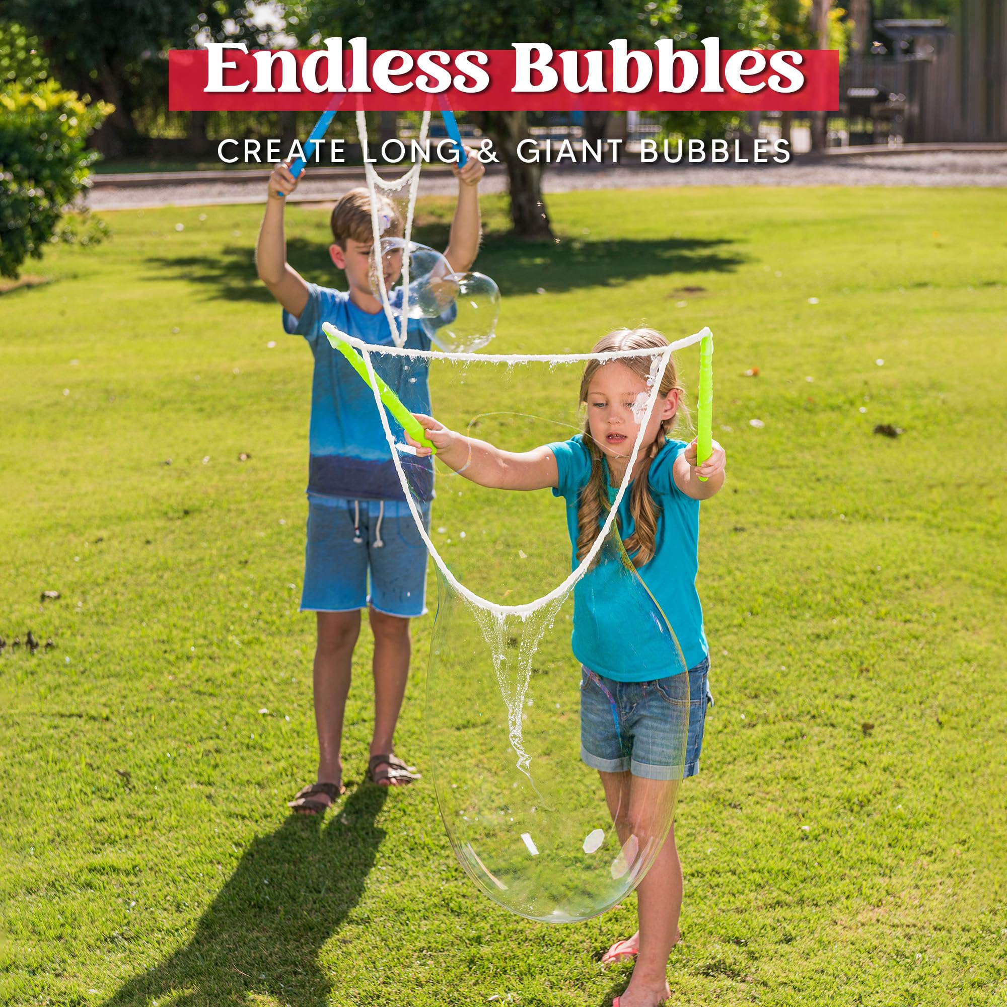 Image secondaire de 2 Baguettes à Bulles Géantes (Total 3.8 L) avec 2 Solutions de Recharge de Bulles CONCENTRÉES pour Les Enfants, Grande Production