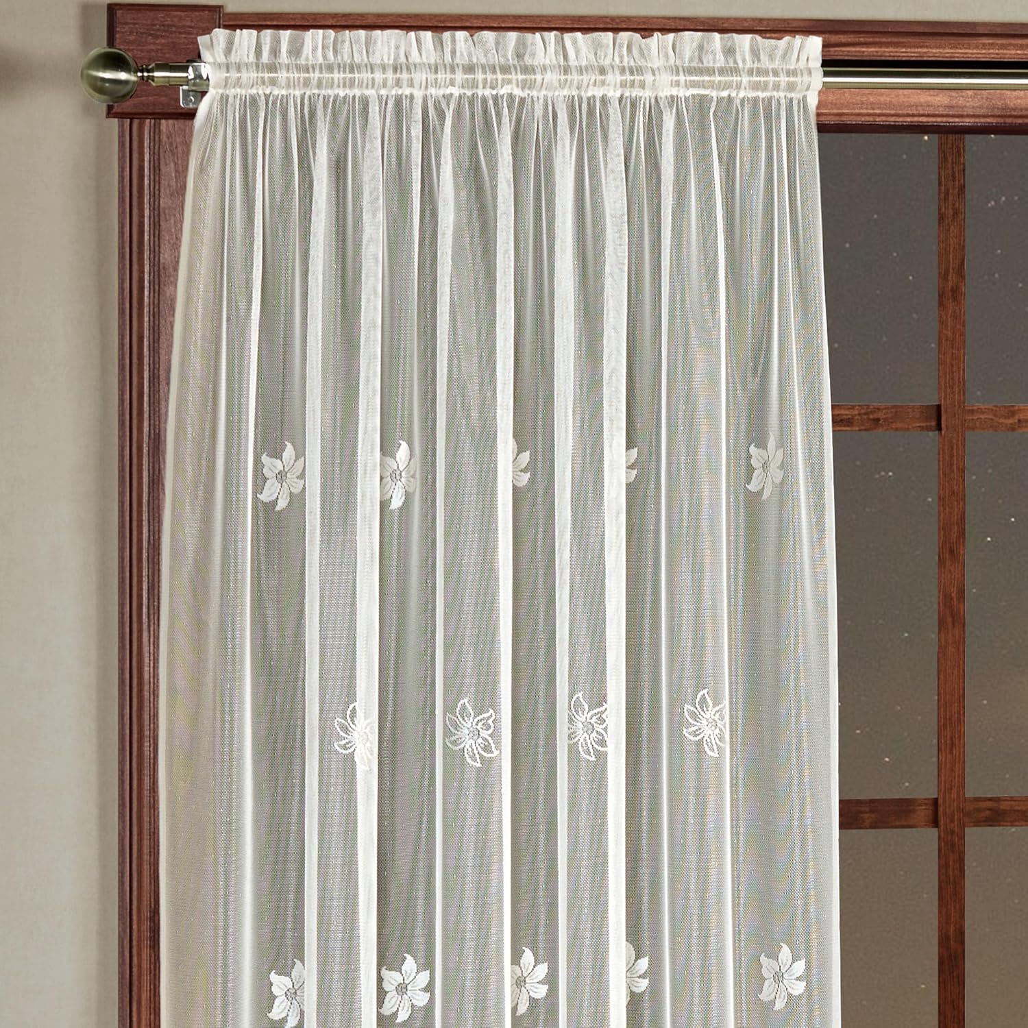 Touch of Class Vining Floral Marisol Semi Sheer Ombre Window Curtain Panel Ivory Polyester 55 x 84 Inches