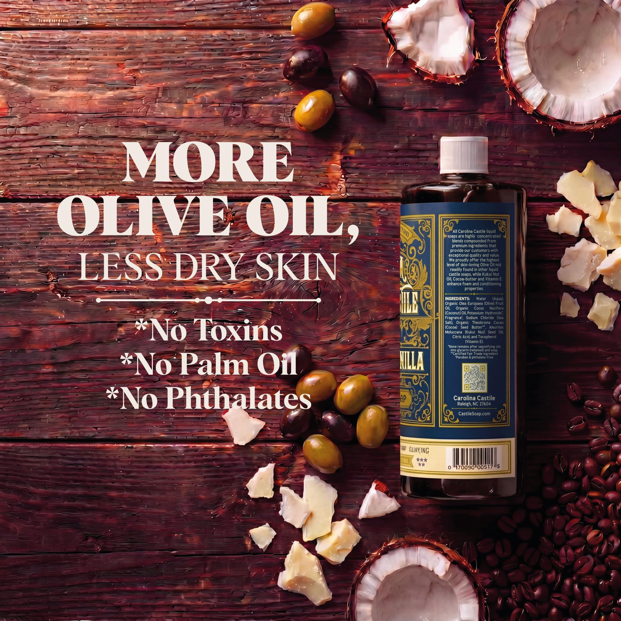 Castile Soap Liquid Body Wash Sensitive Skin – naturalne mydło dla mężczyzn z oliwą z oliwek, masłem kokosowym i olejkiem kokosowym – wegańskie męskie mydło do ciała i szampon dla mężczyzn – Tobacco