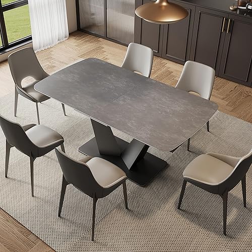 Miniatura 8 de Mesa de comedor extensible para mesa de comedor de 6 a 8 pulgadas, 79 pulgadas para comedor, mesa rectangular moderna con parte superior de piedra