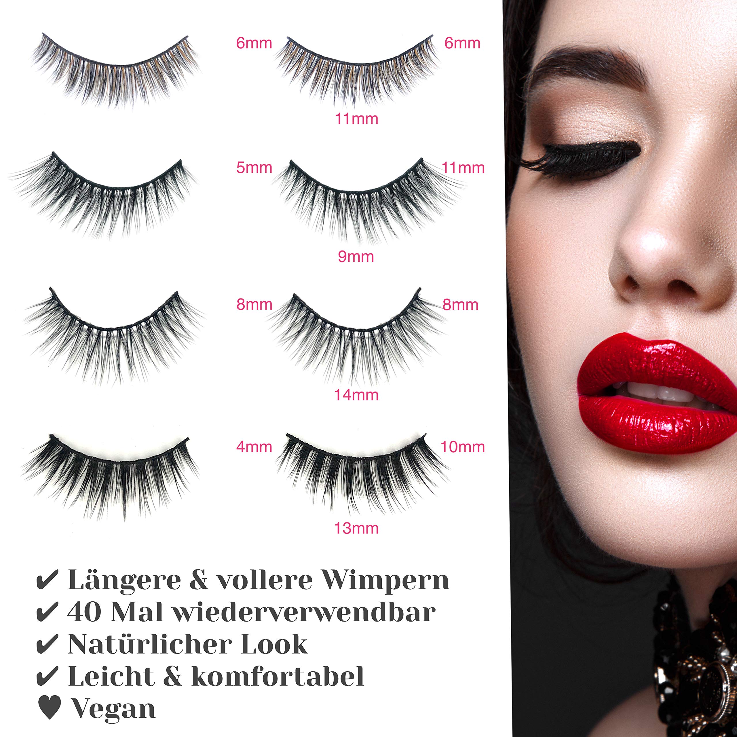 Knstliche Wimpern Set mit Eyeliner  Klebender Eyeliner statt  Wimpernkleber (braun + schwarz, wasserfest) - 4 Paar Fake Lashes  (wiederverwendbar) - Falsche Wimpern Natrlich (nicht magnetisch) :  Amazon.de: Kosmetik