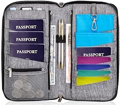 Valante Premium Family Travel Document Organizer Capacious RFID Passport Holder Wallet Large gray