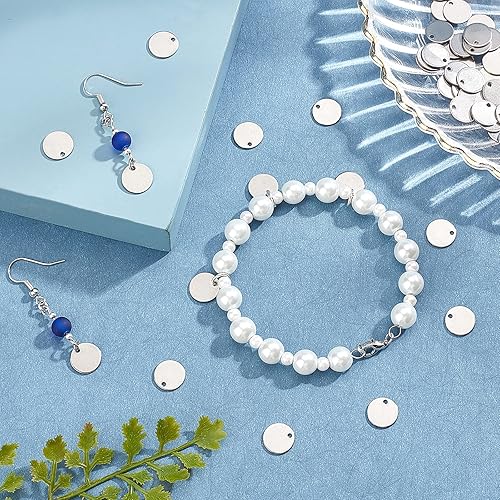 Miniatura 3 de UNICRAFTALE Encantos de acero inoxidable estampado en blanco etiqueta encantos colgantes redondos planos para la fabricación de joyas