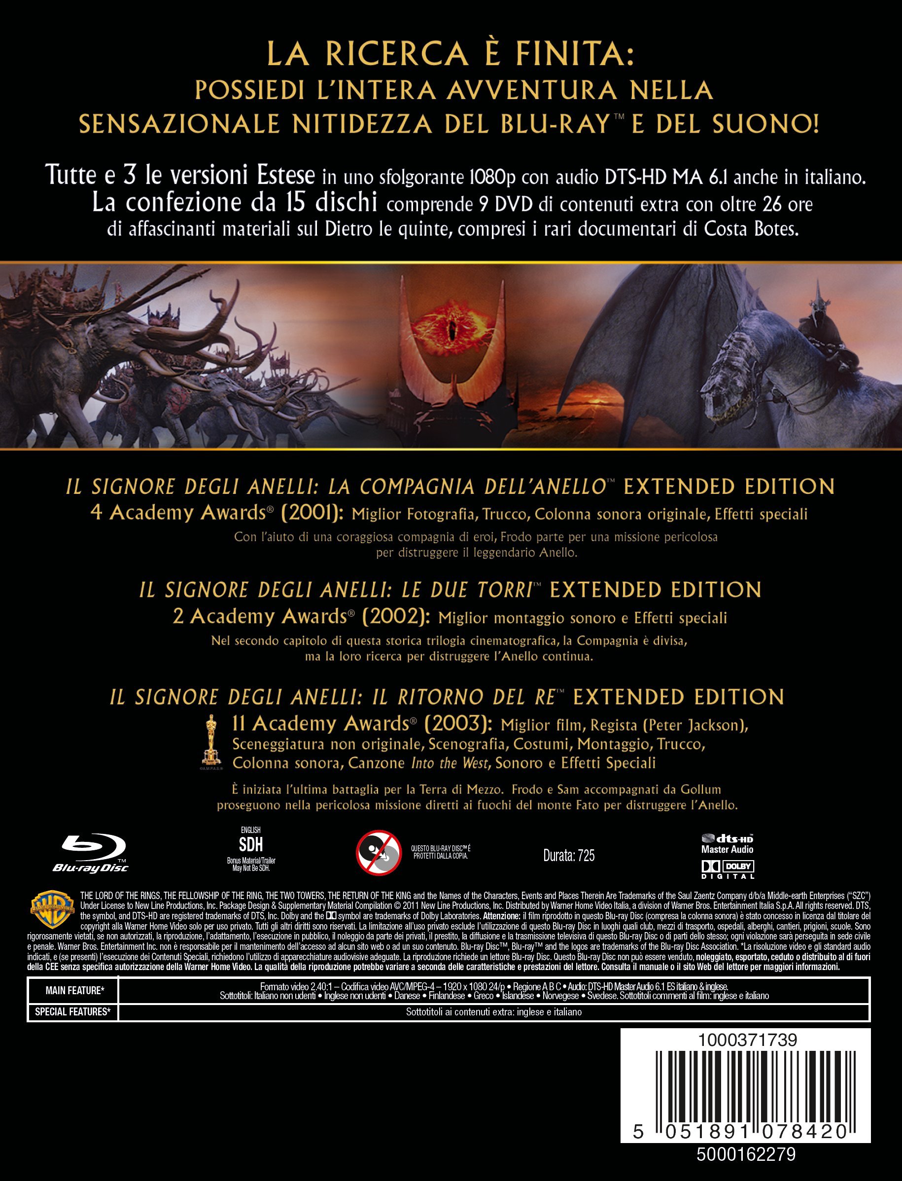 The Lord of the Rings - The Motion Picture Trilogy, Extended Edition (6 Blu-Ray+9 DVD)