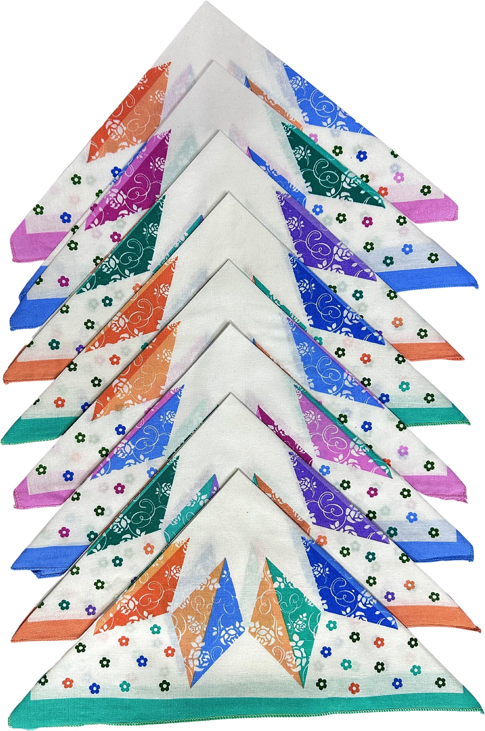Premium Cotton Handkerchiefs - 13 * 13 Colorful Prints for Women/Girls (Pack of 09, Multicolor. Designs Will Vary as per Availability