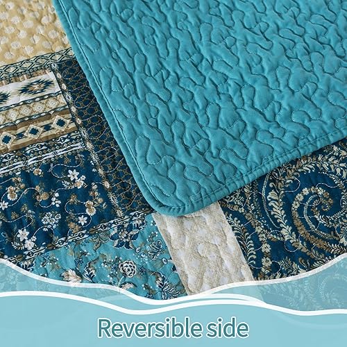 Vista 9 de BEDIFANY - Juego de colcha de algodón, tamaño queen, ligera, de estilo bohemio, suave, para decoración de la cama en todas las estaciones