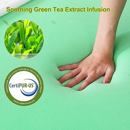 Miniatura 3 de IDEALHOUSE Cubrecolchón 2024 tamaño individual, de espuma viscoelástica de 3 pulgadas, protector de colchón con funda de bambú con cremallera,