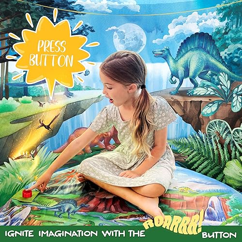 Miniatura 2 de W&O Dinosaur Discovery - Tienda de campaña para niños con luces LED, botón de rugido y 6 juguetes de dinosaurio, una extraordinaria tienda de