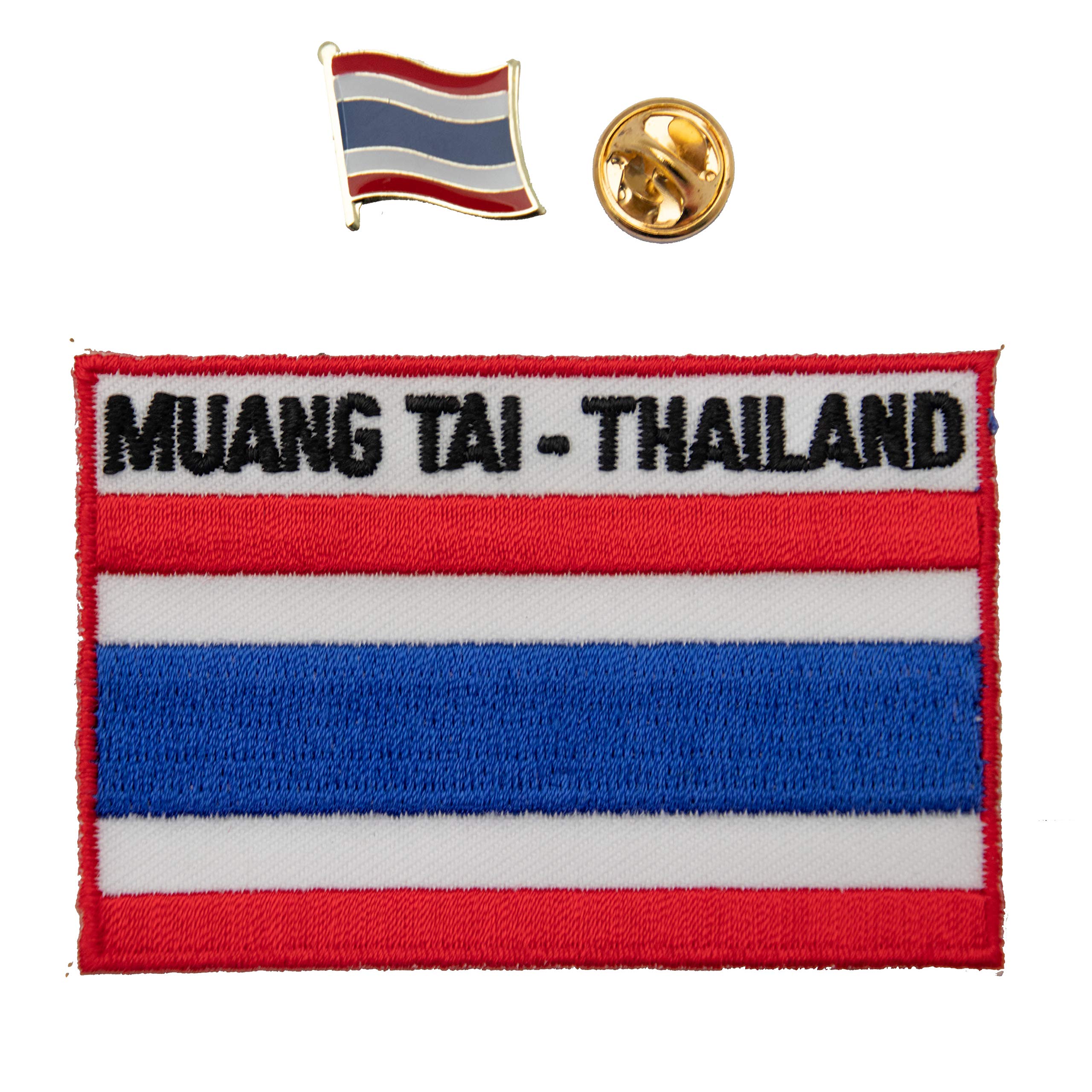 A-ONE 2PCS Pack-Thailand National Flag Patch + Thailand Metal Pin on Bags, Asia Country Flag Sew-on Patches,Tactical Lapel Pin