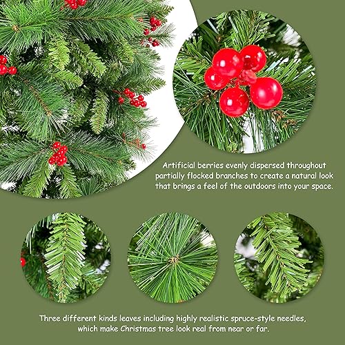 Miniatura 6 de Árbol de Navidad artificial de 7.4 pies, árbol de Navidad de abeto con bisagras verdes, árbol de Navidad de decoración navideña con 1500 puntas de