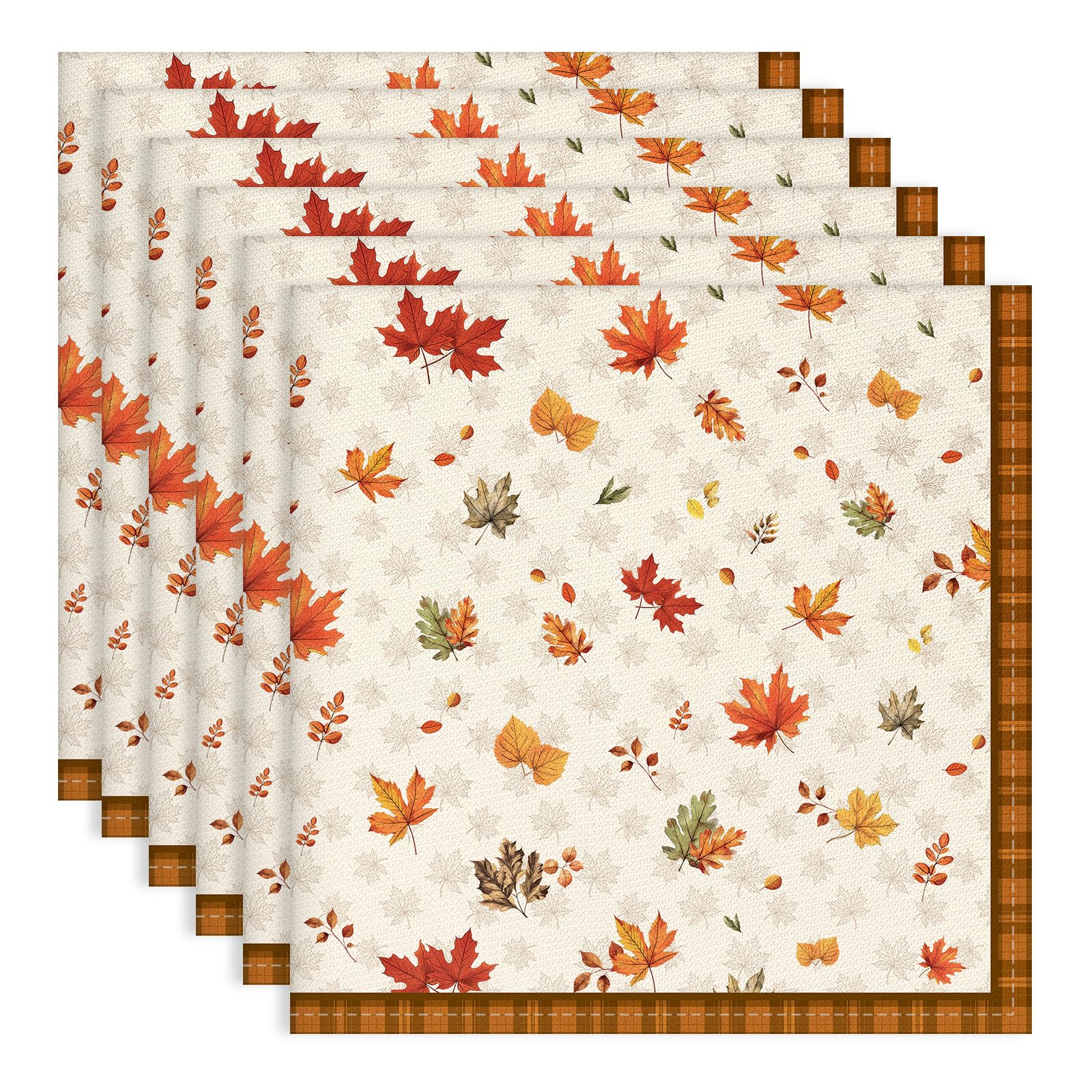 Fall Vintage Maple Leaf Cloth Napkins Set of 6, 100% Cotton