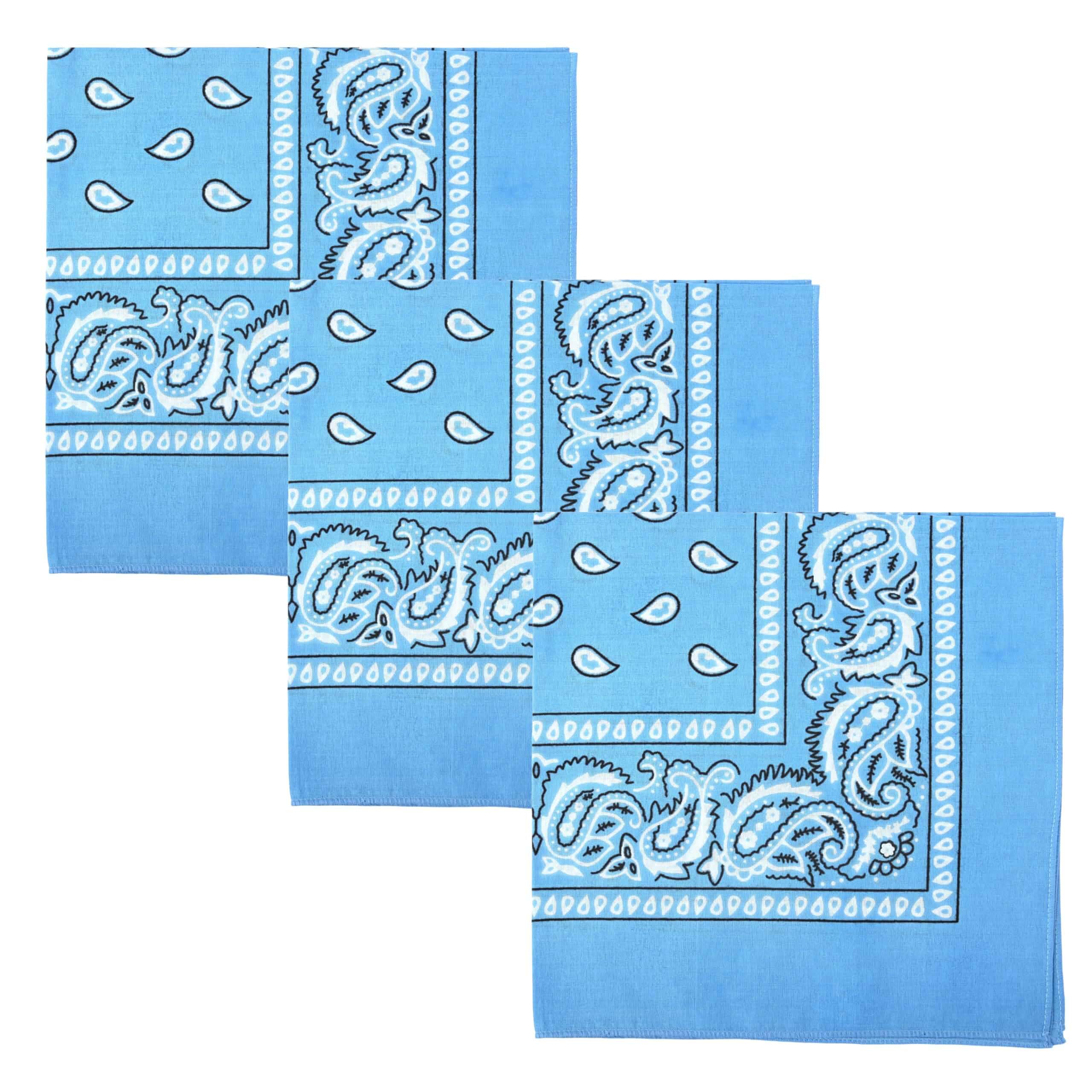 Motique Accessories Set of 3 Paisley Bandanas – 100% Cotton 22 Inch Head Scarf Neck Bandana Face Cover Paisley