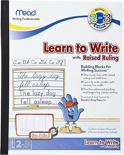 Mead 48556 See & Feel Learn To Write tabla para aprender a escribir con doble margen, grados 2do a 3ro, 8 x 10 pulgadas, Blanco